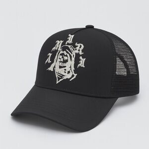 AMIRI Black and White Skull Trucker Hat